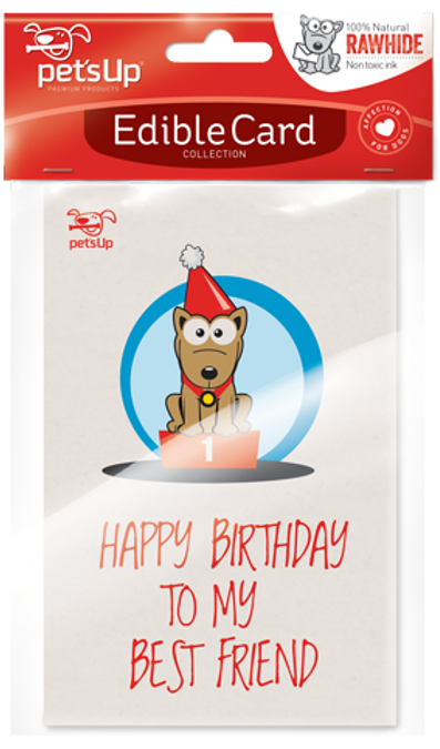 CARTÕES COMESTÍVEIS/ 7"x 4"Happy Birthday (Dog & gift)